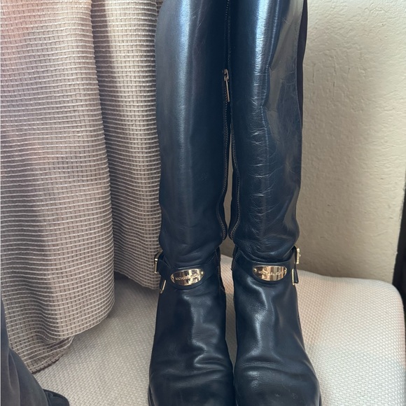 MICHAEL KORS 5050 BLACK LEATHER EQUESTRIAN TALL RIDING BOOTS - Picture 2 of 4
